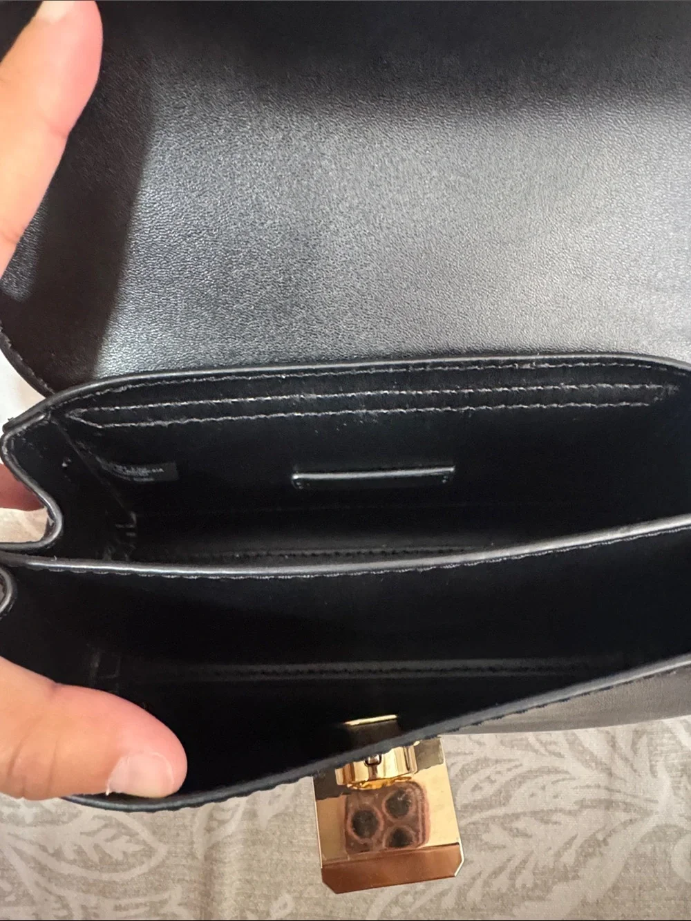 Michael Kors Black Leather Crossbody with Gold Chain